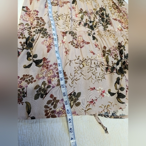 KAREN Kane Pink Floral Tiered Midi Dress XL Spring Poof Sleeve Feminine Romantic - Picture 12 of 16